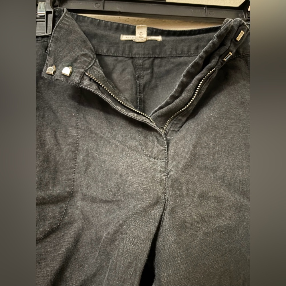 Women's Black Casual Linen-Blend Shorts-Eileen Fisher - Picture 7 of 7